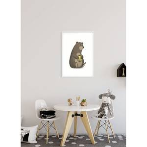 Poster Cute Animal Bear Carta - Bianco / Marrone