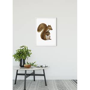 Poster Cute Animal Squirrel Carta - Bianco / Marrone