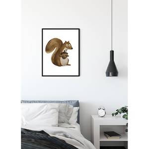 Wandbild Cute Animal Squirrel Papier - Weiß / Braun