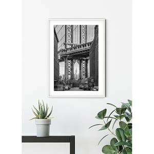 Tableau déco Brooklyn Bridge Papier - Noir / Blanc