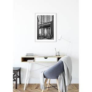 Wandbild Brooklyn Bridge Papier - Schwarz / Weiß