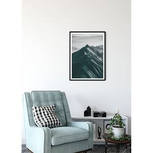 Wandbild Mountains Top Papier - Schwarz / Weiß