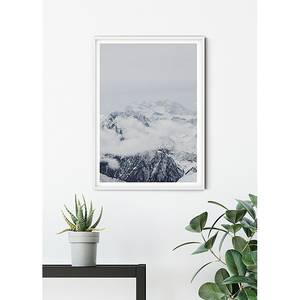 Wandbild Mountains Clouds Papier - Schwarz / Weiß
