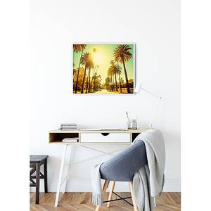 Wandbild Palm Alley Papier - Mehrfarbig