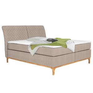 Boxspringbett Juno Flachgewebe Cary: Beige - 180 x 200cm - Doppelmatratze H2/H3