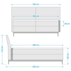 Lit boxspring Juno Tissu Cary: Beige - 180 x 200cm - Matelas double D2/D3