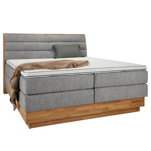 Boxspringbett Merkur Flachgewebe Oria: Grau - 160 x 200cm - Doppelmatratze H3/H4