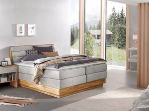 Boxspring Merkur Platweefsel Oria: Zilvergrijs - 160 x 200cm - Tweepersoonsmatras H3/H4