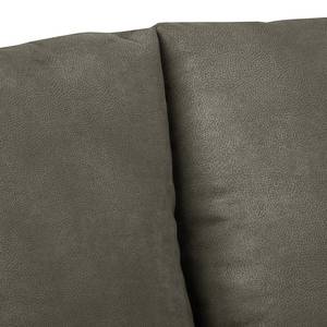 Canapé d’angle Gatsby Aspect cuir vieilli - Microfibre Zaira: Gris clair - Méridienne courte à gauche (vue de face)