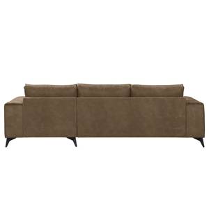 Ecksofa Gatsby Antiklederlook - Microfaser Zaira: Havanna - Longchair davorstehend rechts