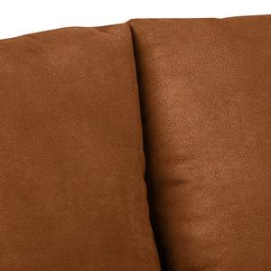 Canapé d’angle Gatsby Aspect cuir vieilli - Microfibre Zaira: Cognac - Méridienne courte à droite (vue de face)