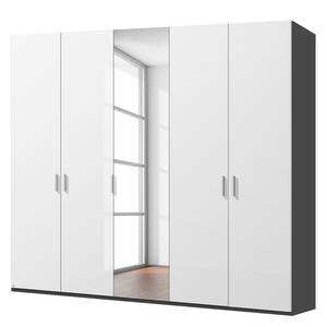 Drehtürenschrank SKØP pure gloss reflect Hochglanz Weiß / Graphit - 225 x 222 cm