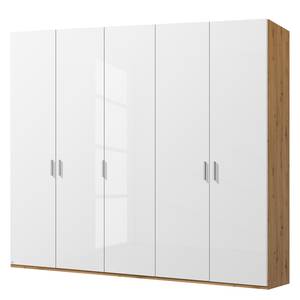 Drehtürenschrank SKØP pure gloss Hochglanz Weiß / Eiche Artisan Dekor - 225 x 236 cm