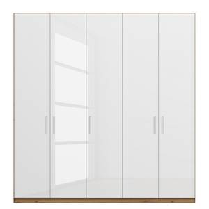 Armadio ante battenti SKØP pure gloss Bianco lucido / Effetto quercia Artisan - 225 x 236 cm