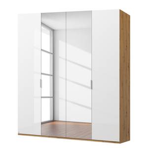 Drehtürenschrank SKØP pure gloss reflect Hochglanz Weiß / Eiche Artisan Dekor - 181 x 236 cm