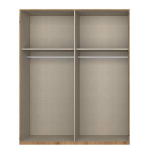 Drehtürenschrank SKØP pure gloss reflect Hochglanz Weiß / Eiche Artisan Dekor - 181 x 236 cm