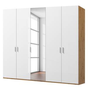 Drehtürenschrank SKØP pure gloss reflect Hochglanz Weiß / Eiche Artisan Dekor - 225 x 222 cm