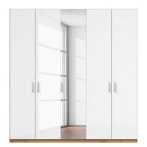 Drehtürenschrank SKØP pure gloss reflect Hochglanz Weiß / Eiche Artisan Dekor - 225 x 222 cm