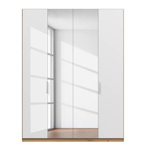 Drehtürenschrank SKØP pure gloss reflect Hochglanz Weiß / Eiche Artisan Dekor - 181 x 222 cm