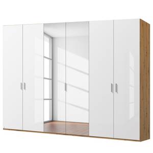 Drehtürenschrank SKØP pure gloss reflect Hochglanz Weiß / Eiche Artisan Dekor - 270 x 222 cm