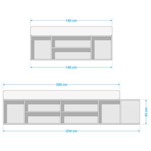 Bed Lara Wit - Plaatmateriaal - 140 x 43 x 234 cm