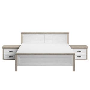 Struttura letto e comodini Bornstedt (3) Bianco - Materiale a base lignea - 318 x 100 x 210 cm