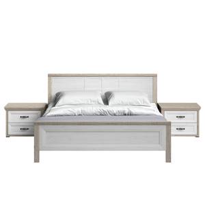 Struttura letto e comodini Bornstedt (3) Bianco - Materiale a base lignea - 318 x 100 x 210 cm