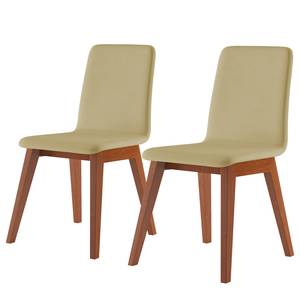 Chaises capitonnées Nami (lot de 2) Beige - Imitation cerisier