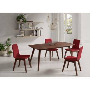 Gestoffeerde stoel Nami (set van 2) Antiek Rood - Notenboomhouten look