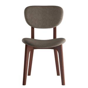 Gestoffeerde stoel Nadir (set van 2) Mat zandgrijs - Notenboomhouten look
