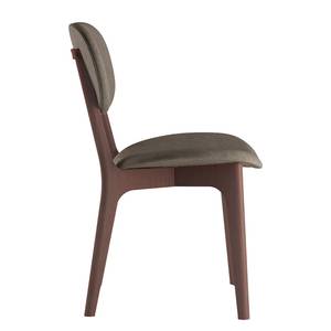 Gestoffeerde stoel Nadir (set van 2) Mat zandgrijs - Notenboomhouten look
