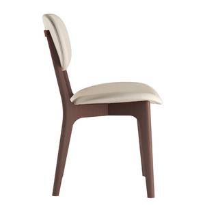 Chaises capitonnées Nadir (lot de 2) Crème - Imitation noyer