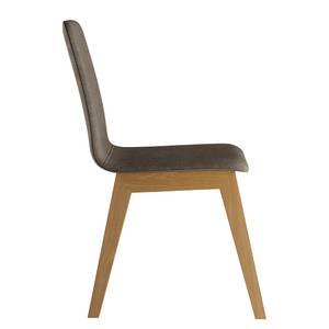 Gestoffeerde stoel Nami (set van 2) Mat zandgrijs - Lichte beukenhout