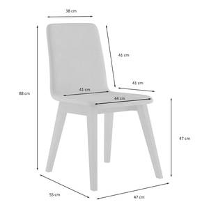 Gestoffeerde stoel Nami (set van 2) Mat zandgrijs - Kersenhouten look