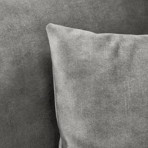 Canapé d’angle Lovis Velours Tomi: Gris - Méridienne longue à droite (vue de face)
