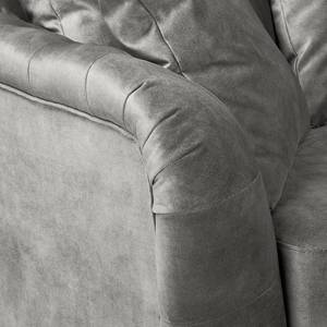 Canapé d’angle Lovis Velours Tomi: Gris - Méridienne longue à droite (vue de face)