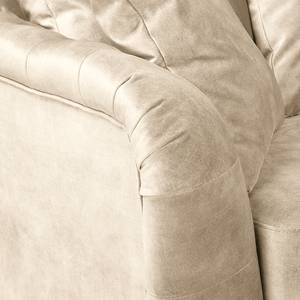 Canapé d’angle Lovis Velours Tomi: Créme - Méridienne longue à droite (vue de face)