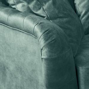Canapé d’angle Lovis Velours Tomi: Pétrole - Méridienne longue à droite (vue de face)