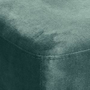 Canapé d’angle Lovis Velours Tomi: Pétrole - Méridienne longue à gauche (vue de face)