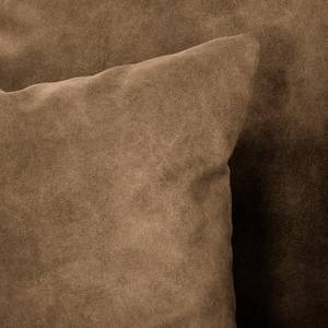 Canapé d’angle Lovis Microfibre Rica: Marron - Méridienne longue à gauche (vue de face)