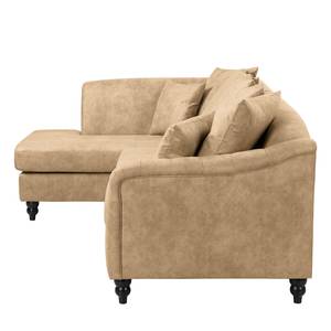 Ecksofa Lovis Microfaser - Microfaser Rica: Beige - Ottomane davorstehend links