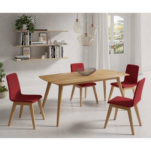 Table à manger blanc mat avec 6 chaises crème 140 x 90 cm [en.casa