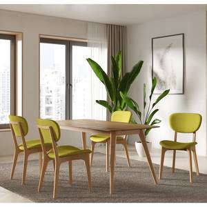 Salle à manger Nadir (5 éléments) Vert kiwi - 180 x 90 cm - Hêtre clair