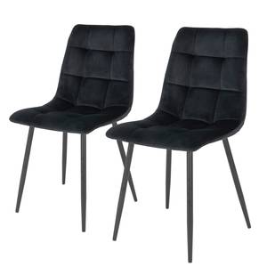 Gestoffeerde stoelen Ormoy II (2 stuk) fluweel/staal - Zwart