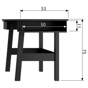 Schreibtisch Tewin Kiefer massiv - Schwarz