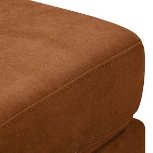 Ecksofa Croom Microfaser Zaira: Cognac - Longchair davorstehend rechts - Mit Hocker