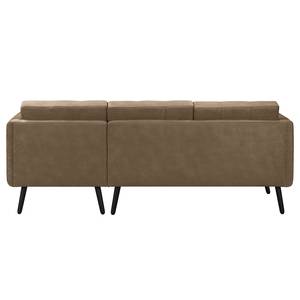 Ecksofa Croom Microfaser Zaira: Havanna - Longchair davorstehend rechts - Ohne Hocker