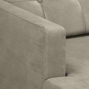 Ecksofa Croom Microfaser Zaira: Silbergrau - Longchair davorstehend links - Mit Hocker