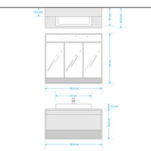 Salle de bain Natura I (2 éléments) Avec éclairage - Imitation chêne à nœuds