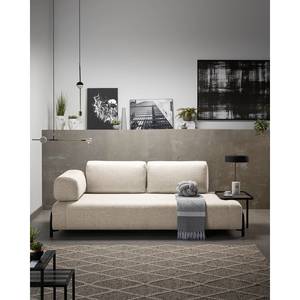 Sofa Matt (3-Sitzer) Flachgewebe Badra: Beige - Tablett